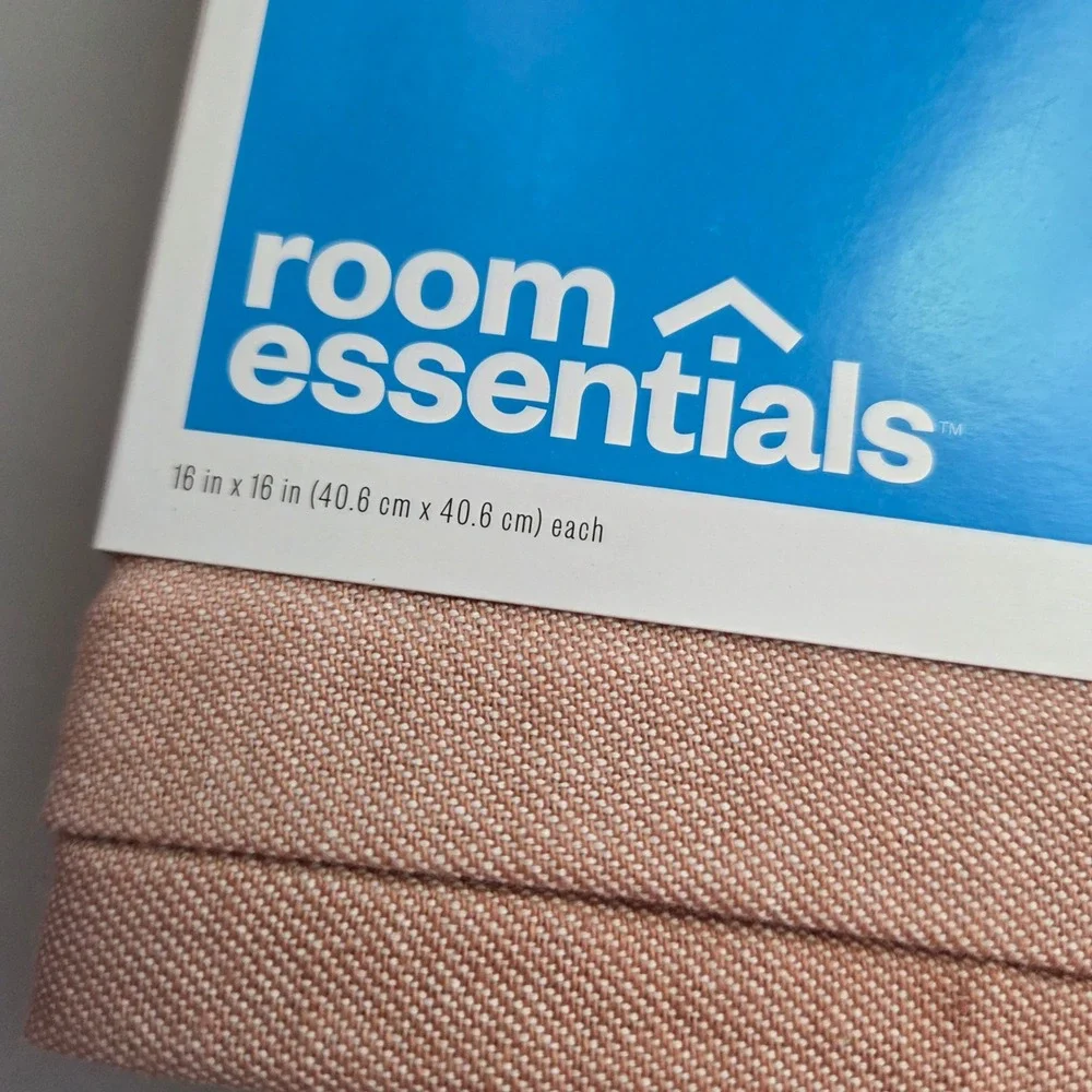Room Essentials 2 Pack Pillow Covers 16x16 Square Textured Pink Clay New